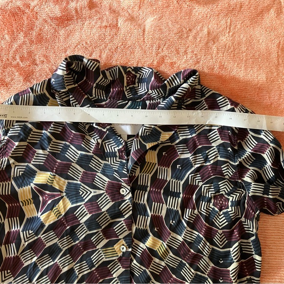 Asceno 100% Silk Blouse Long Sleeve Mother of Pearl Button Down - Picture 6 of 8